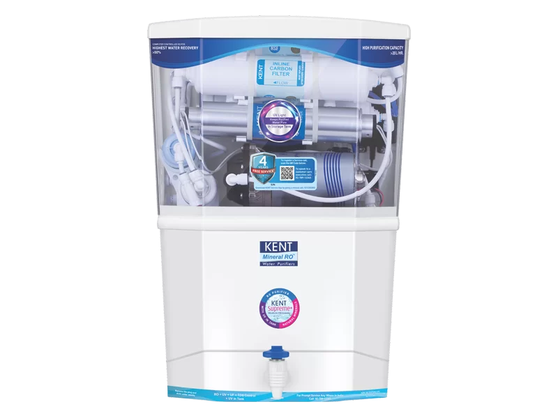 KENT Supreme RO Water Purifier | 4 Years Free Service| Multiple  Purification Process | RO + UF + TDS Control + UV LED Tank | 8L Tank | 20  LPH Flow