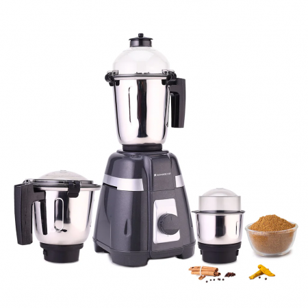 WONDERCHEF Regalia Mixer Grinder 750W, 230V~50Hz, 3 Stainless Steel Jars, Black, 5 Years Warranty